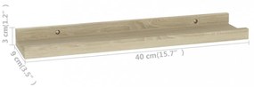 4 db sonoma tölgy színű fali polc 40 x 9 x 3 cm