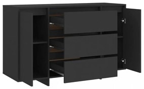 fekete szerelt fa tálalószekrény 3 fiókkal 120 x 41 x 75 cm