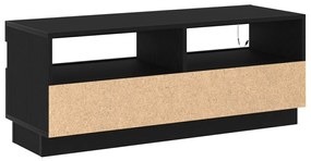 Tévé Szekrény LED Fényekkel Fekete Tölgy 100x35x40 cm Műanyag Fa