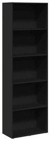 fekete szerelt fa könyvespolc 60 x 30 x 189 cm