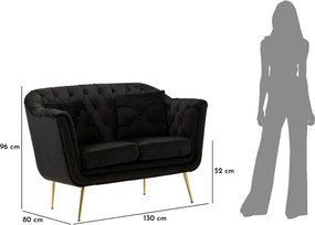 Fekete bársony kanapé 130 cm Budapest – Mauro Ferretti