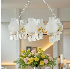 Brilagi - QUEEN láncos csillár 6xE14/40W/230V bükk/krém