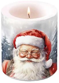 Karácsonyi télapós átvilágítós gyertya 10x10 cm Happy Santa