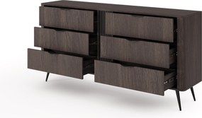 Edrin komód 163 cm fiókokkal - dunin tölgy / fekete