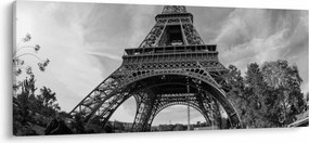 Kép - Eiffel-torony, fekete-fehér (120x50 cm)