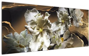 Kép - Orchidea virágok márvány háttérrel (120x50 cm)