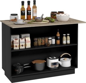 HOMCOM Konyhai Sziget Konyhai Kocsi 2 Nyitott Polccal, 2 Ajtóval és Állítható Polcokkal Modern Stílusban, 100 kg Teherbírás, 105x60x82 cm, Fekete és T