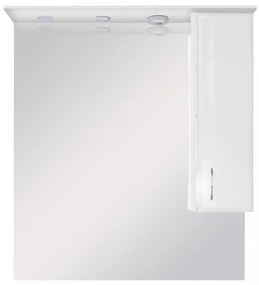 VERTEX Bianca Plus 85 fürdőszoba bútor felsőszekrény, magasfényű fehér színben, jobbos nyitásirány (Szekrény)