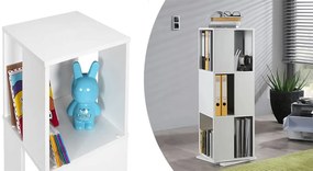 Forgó könyvespolc, 34x34x108 cm, fehér