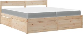 vidaXL tömör fenyőfa ágy fiókkal és matraccal 200 x 200 cm