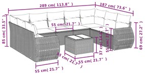 10 részes bézs polyrattan kerti ülőgarnitúra párnával