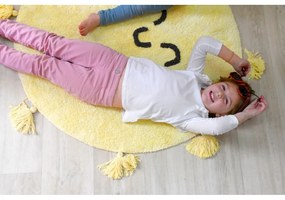 Sárga mosható kézi szövésű pamut gyerek szőnyeg ø100 cm You're My Sunshine – Lorena Canals