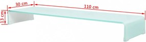 zöld üveg TV állvány/monitor magasító 110 x 30 x 13 cm