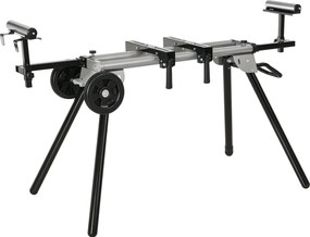 DURHAND Fűrészállvány Fűrészekhez - Műhelyállvány Derékszögű és Kerti Fűrészek számára, Fekete+Ezüst, Oldalsó Toldalék 123,5-245 cm | Aosom