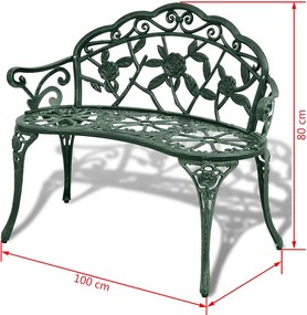 Zöld öntött alumínium kerti pad 100 cm