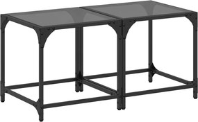 vidaXL 2 db acél dohányzóasztal fekete üveglappal 40 x 40 x 40 cm