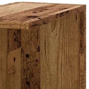 antik fa színű szerelt fa fali sarokpolc 36,5 x 36,5 x 140 cm