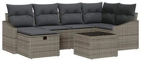 Kerti Kanapé Szett 7 pcs Szürke 55 x 62 x 69 cm Poli rattan