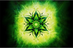 Kép - Virág mandala zöld háttérrel (90x60 cm)