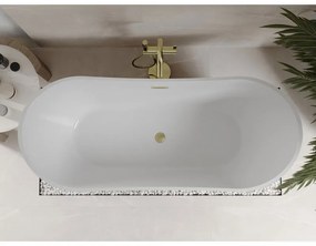 Mexen Celia, szabadon álló kád 170 x 75 cm, fehér, arany matt túlfolyó, 52331707500-55