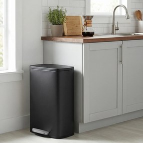 SONGMICS pedálos konyhai szemetes, 50L, lágy záródás, fekete