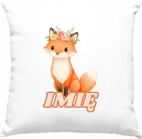 Boho róka párna virágokkal +Név fehér