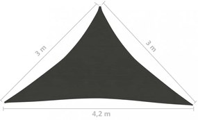 antracitszürke HDPE napvitorla 160 g/m² 3 x 3 x 4,2 m