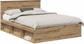 vidaXL Ágykeret fejtámlával Művészi tölgy 140 x 190 cm Faanyag