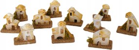 12 különböző házikó dekoráció Betlehem kb. 4cm magas