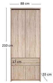 Ruhásszekrény Noella (szonoma tölgy). 1053122