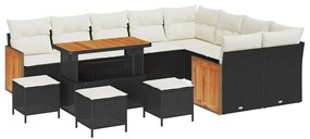 vidaXL Kerti Kanapé Szett párnával 13 pcs Fekete és Krém