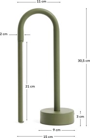 Zöld fém LED asztali lámpa (magasság 30 cm) Bow – Kave Home