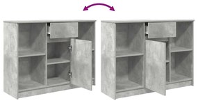 betonszürke szerelt fa tálalószekrény fiókos 101x35x76 cm