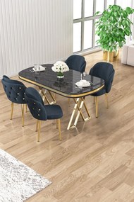 Zae étkezőgarnitúra, fekete márvány-arany, 168 cm – TR240CHR3073