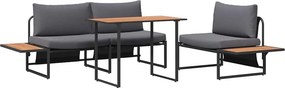 vidaXL Kert étkező szett 3 pcs Antracit Acél