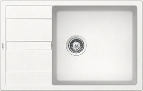 Schock Ronda D-100XL konyhai mosogatótálca Cristalite Alpina 780 x 500 mm, gránit, megfordítható, hagyományos beépítés, fehér