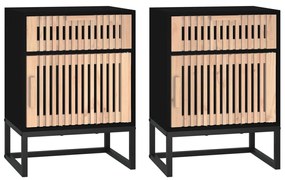 2 db fekete szerelt fa és vas éjjeliszekrény 40x30x55,5 cm