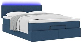 Ottomán ágy matraccal &amp; LED kék 140x190 cm szövet