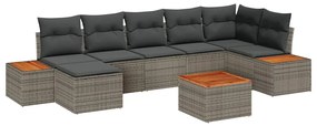 vidaXL Kerti Kanapé Szett párnával tárolóval 8 pcs Szürke Polyrattan