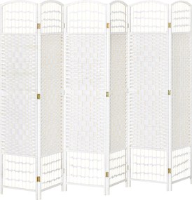 HOMCOM 6 Paneles Elválasztó Ajtó 95,28x66,93 hüvelyk Papírrost és Nyárfa Keret, Elegáns Dekoráció Hálószobába és Nappaliba - Fehér | Aosom