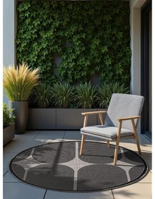 Fekete-fehér kerek kültéri-beltéri szőnyeg ø 160 cm Duet Bowen – NORTHRUGS