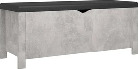 vidaXL betonszürke szerelt fa tárolódoboz párnával 105 x 40 x 45 cm