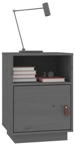 2 db szürke tömör fenyőfa éjjeliszekrény 40 x 34 x 55 cm