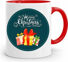 Piros Karácsonyi Bögre Mikulás Karácsonyfa Alá, fényképes nyomattal