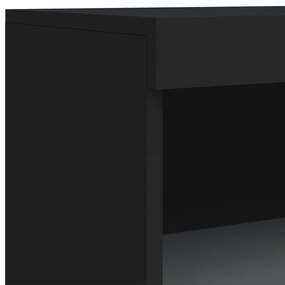 fekete tálalószekrény LED-világítással 60,5 x 37 x 100 cm
