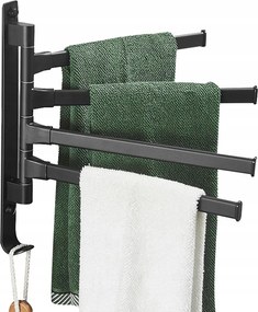 Fürdőszobai Fali Törölközőtartó Állítható Vállpánttal Fekete