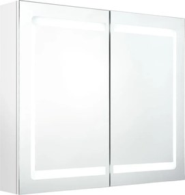 vidaXL fényes fehér LED-es tükrös fürdőszobaszekrény 80 x 12 x 68 cm