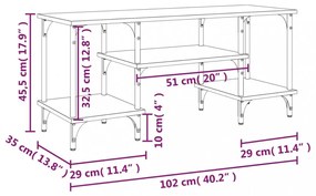 fekete szerelt fa TV-szekrény 102x35x45,5 cm