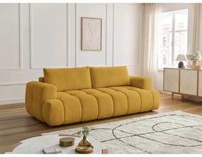 Mustársárga kinyitható-tárolóhelyes kanapé 251 cm Fuji – Bobochic Paris
