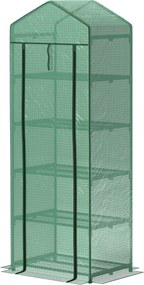 Outsunny Üvegház Rolós Ajtóval, Polcokkal, Téltűrő Acél Üvegház, Üvegház Erkélyre, Kertbe, Paradicsomház 69 x 49 x 193 cm, Paradicsom Üvegház Paradics